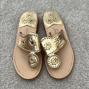 Jack Rogers Metallic Gold Sandals classic shoes size 6 6 1/2